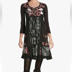 Desigual Women's Tunic Dress Size XS 36 Black Red Fit & Flare Don’t Stop Me Baby